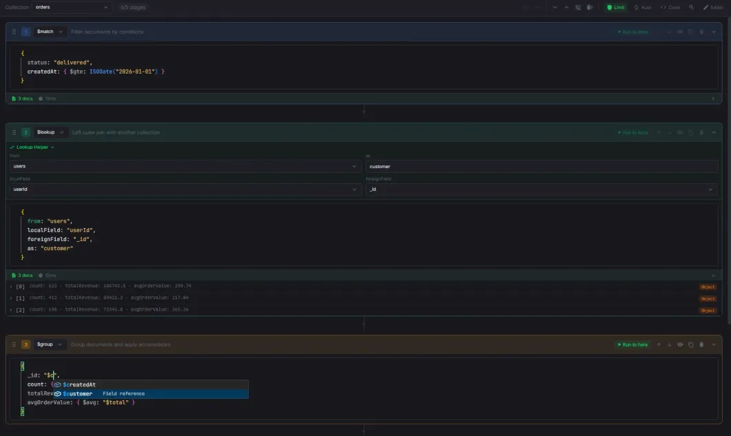 Visual Aggregation Builder